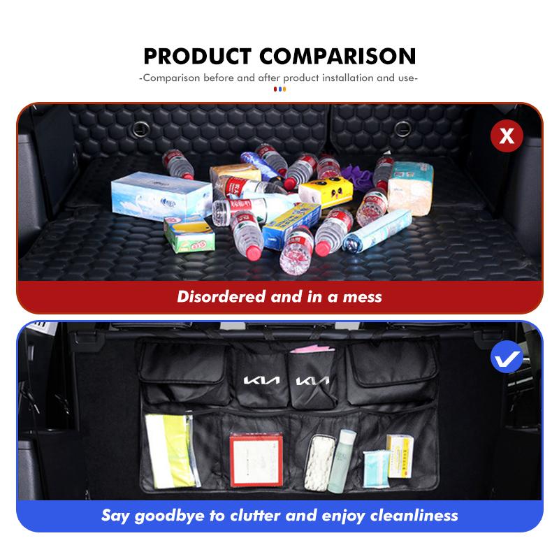 CAONU1 For KIA Oxford Cloth Car Trunk Organizer Backseat Multiple Pocket Storage Bag Assessorises Ceed Sportage Rio K5 K2 Optima Cerato