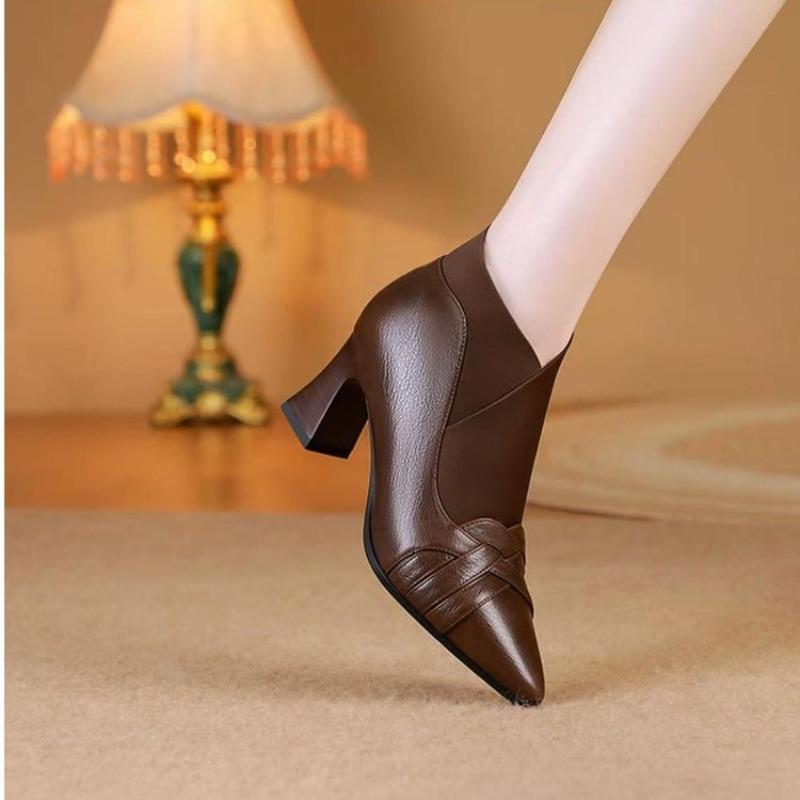 

New Pleated Ankle Boots, Women s Thick-heeled High Heels and Plus-size Shoes 34