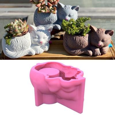1 Pc Silikon Form Nette Katze Hund Blumentopf Sukkulenten DIY Machen Harz Beton Vase Kaktus Kerze Silikon Form Hause decor Werkzeug