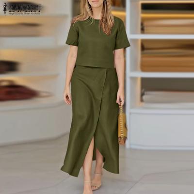 Women Short Sleeve T-Shirts and Skirts Two Piece Sets