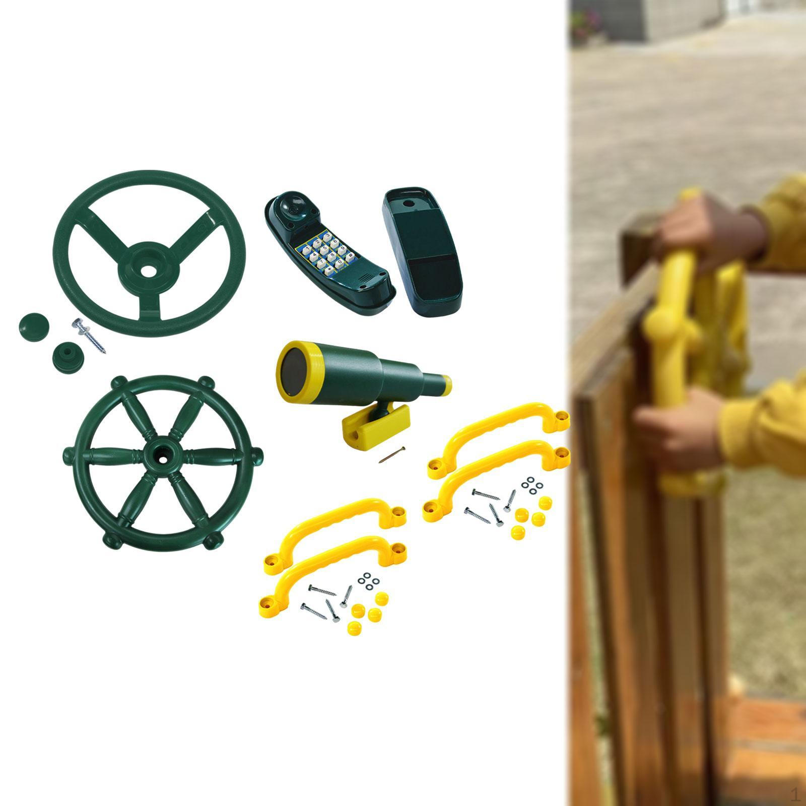 

Аксессуары для игровых площадок Игровой набор для улицы Игрушечный телефон Пиратский корабль Детали качели Принадлежности для Green A