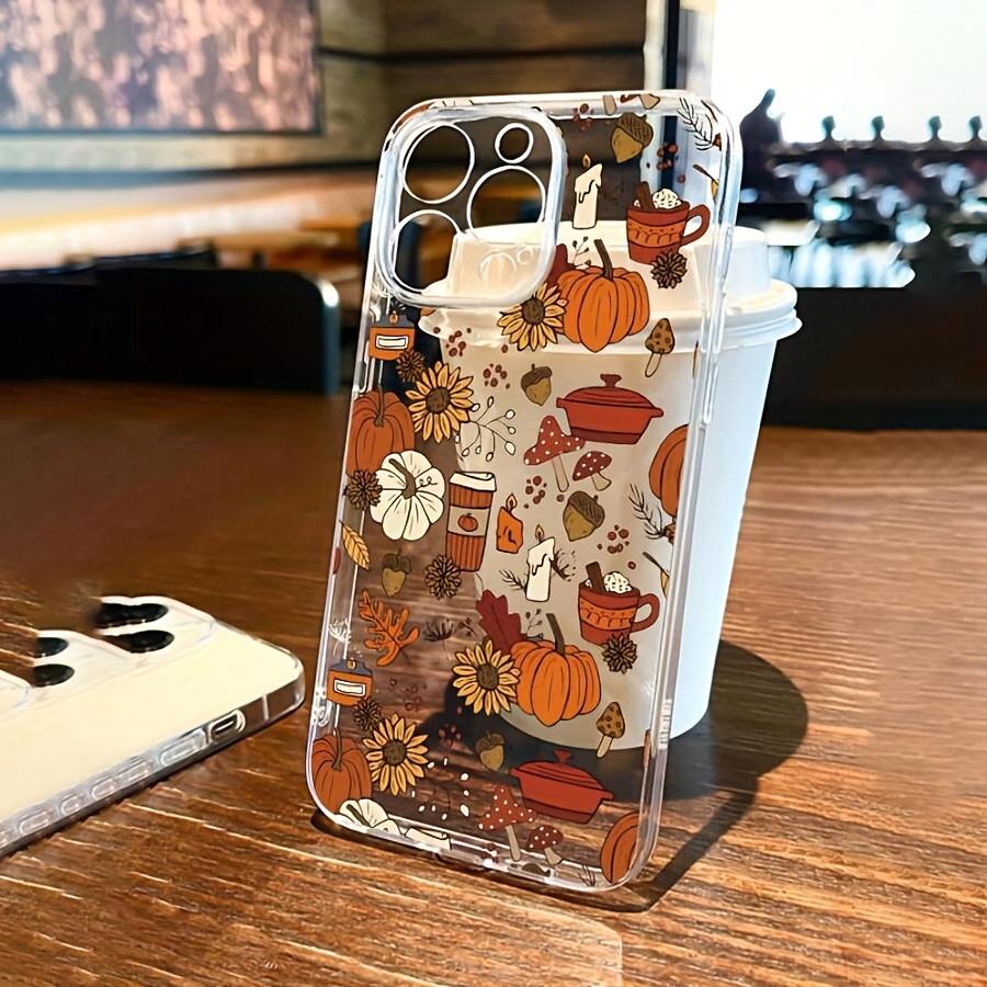 For iPhone 17 16 15 14 13 12 11 Pro Max 17 Air 16E XS X XR 7 8 Plus Case Autumn Sunflower Mushroom Pumpkin Transparent Cover