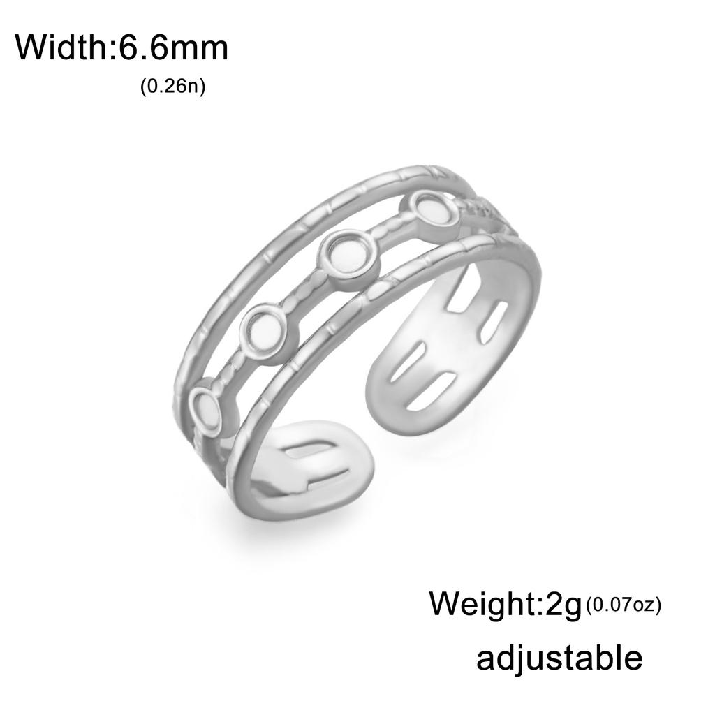 Teamer Fashion Geometric Crown Ring for Women Girls Stainless Steel Double Layer Open Ring Elegant Daily Office Party Jewlery