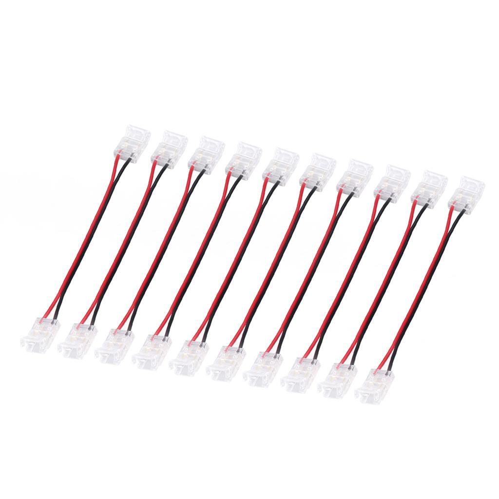 10 Pcs COB Strip Light Connector 2Pin PC Material 10mm Width Double Headed Strip To Strip Extension Connector