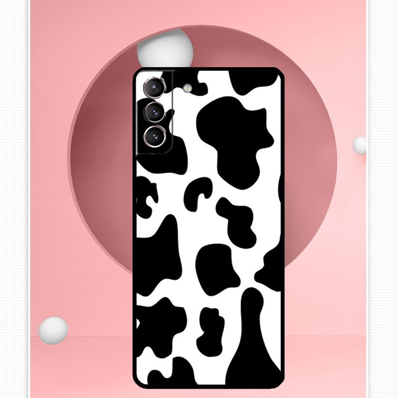 White Black Cow Print Case For Samsung Galaxy S25 Ultra S25 FE S20 S21 S22 S23 Plus S9 S10 S24 Ultra Cover Funda