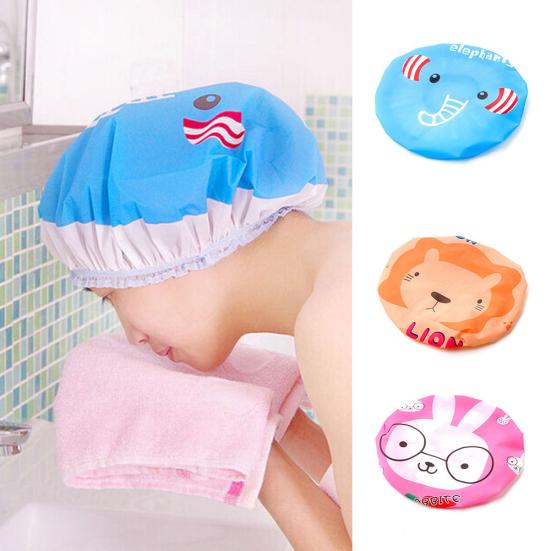Kid Cartoon Cute Animal Print Shower Cap Bathing Salon Waterproof Hair Hat