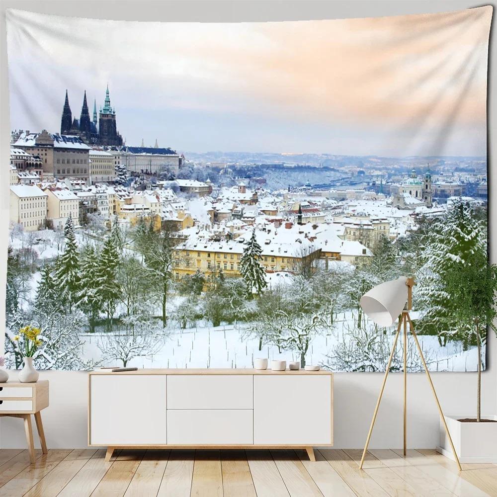 Forest Snow Scene Decorative Tapestry Home Wall Living Room Office Decorative Tapestry