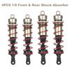 4Pcs Shock Absorber 120mm Front 140mm Rear Metal Damper Suspension for HPI TROPHY FLUX 107016 1/8 RC Racing Car Truggy ZD Racing