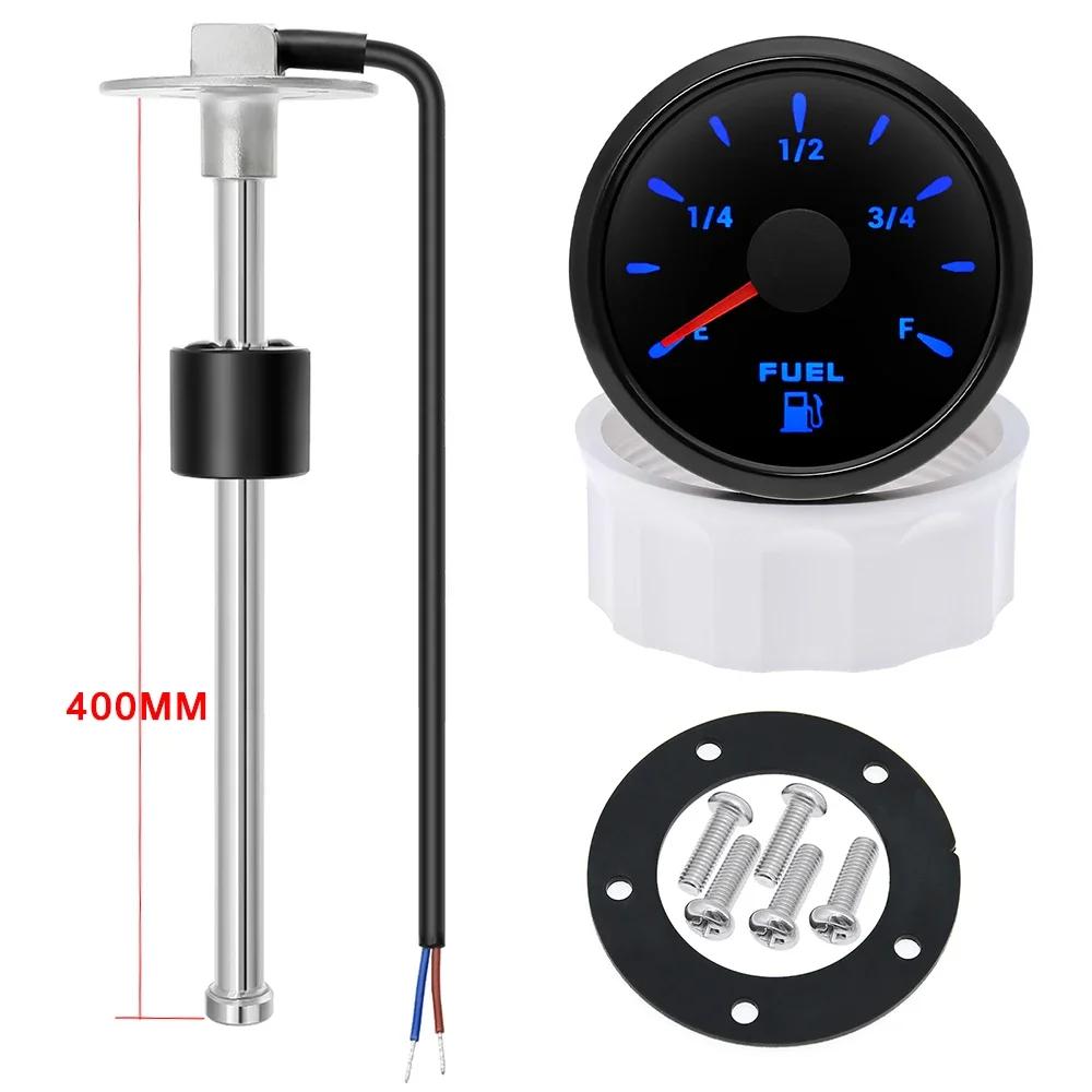 Waterproof IP67 Fuel Level Meter 240-33ohm Oil Tank Meter+100mm-550mm Fuel Float Sensor with 7 Color Backlight for Car Yacht