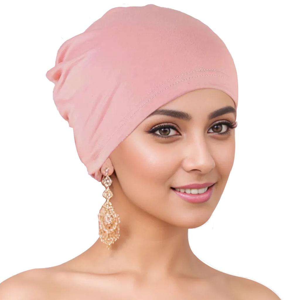 Solid-Color Turban Hat Head Scarf For Ladies Women Causal Turban Cap Headband Breathable Full Cover Hat Headwear For Daily Wear