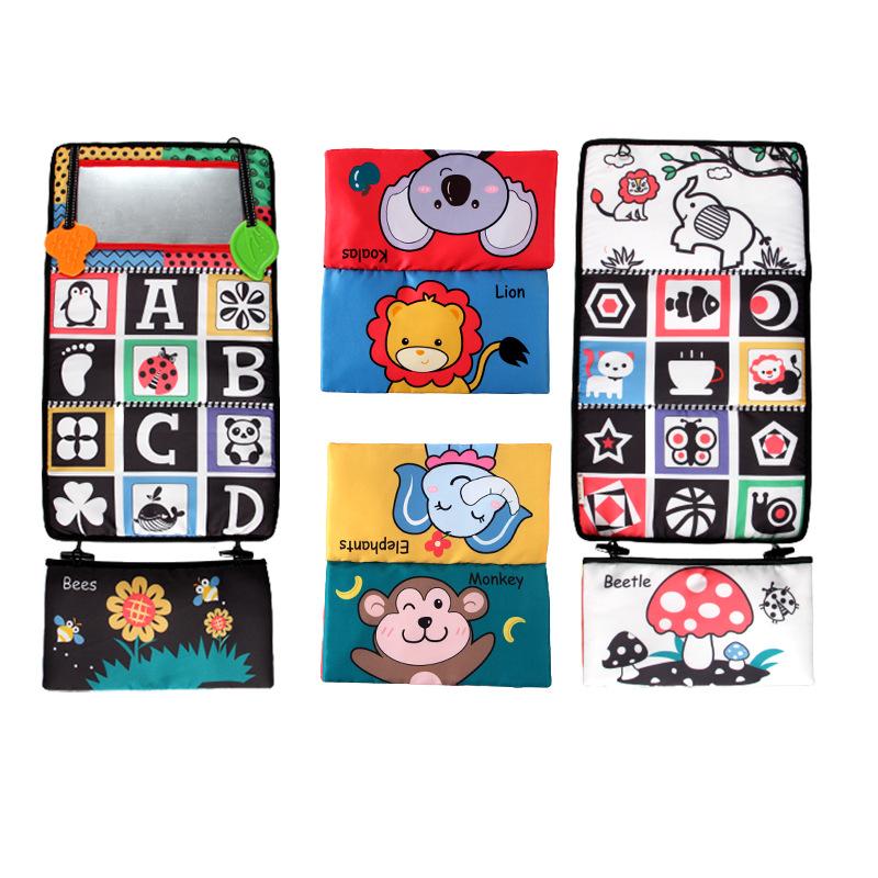 Baby Early Education Cognitive Chasing Training Haha Mirror Car Back Seat Foldable Cloth Book Baby Toys 0-1 Years Old Smart
