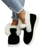 Winter new flat-bottomed snow boots for women, piled and thickened fluff to keep warm, large size flanged fluff neckline cotton shoes for women