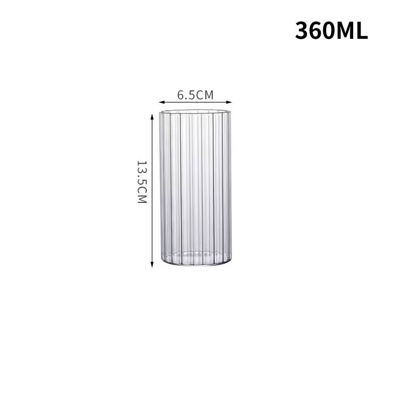 Heat-Resistant Stripe Glass Cup Transparent Coffee Mug Drinking Glasses Juice Milk Tea Cups Cocktail Glasses Beverages Drinkware