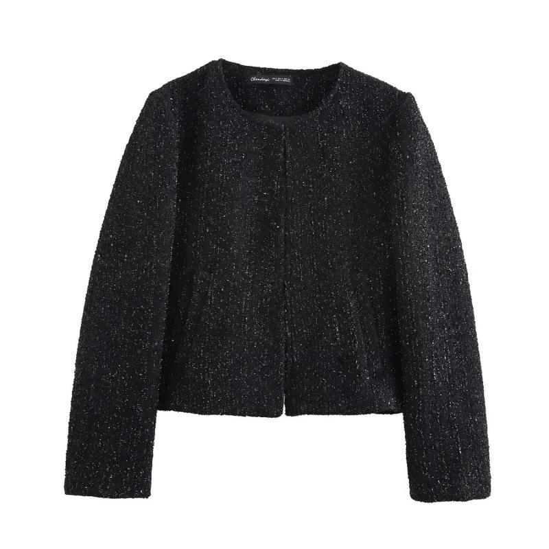 

Зимний европейский и американский женский пиджак с текстурой пайеток в стиле хай-стрит - Уличный стиль Medium чёрный