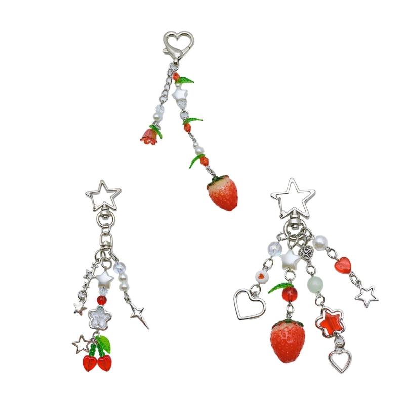 Keyring Ornament Strawberry Bag Charm Keychain Alloy Material Backpack Pendant