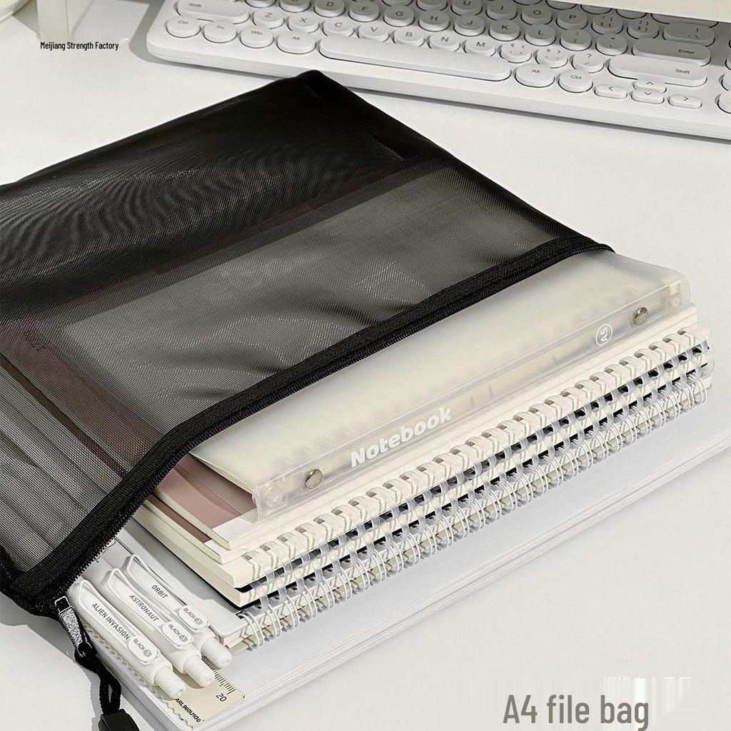 Mesh Document Bag with 6 Zippers - 5 Storage Compartments for Students & Files, Back-to-School Handbag