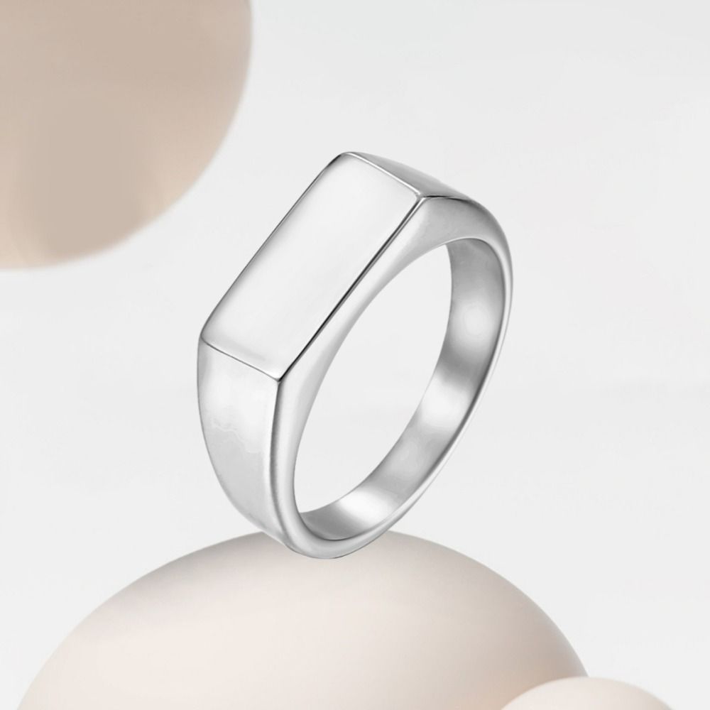 Square Stainless Steel Ring Jewelry Finger Ring Punk Titanium Seal Ring Men Women