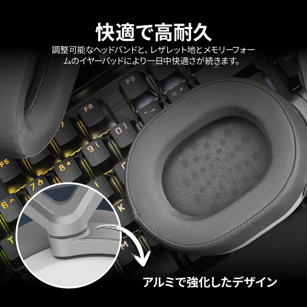 CORSAIR HS65 WIRELESS Gaming Compatible with and Headset, White, PC, PS5, PS4, CA-9011286-AP2