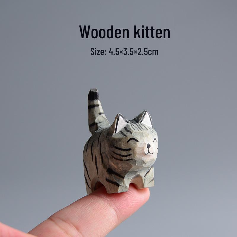 Handcrafted Wooden Cat Keychain Ornaments: Small Orange and Gray Cat Backpack Pendants
