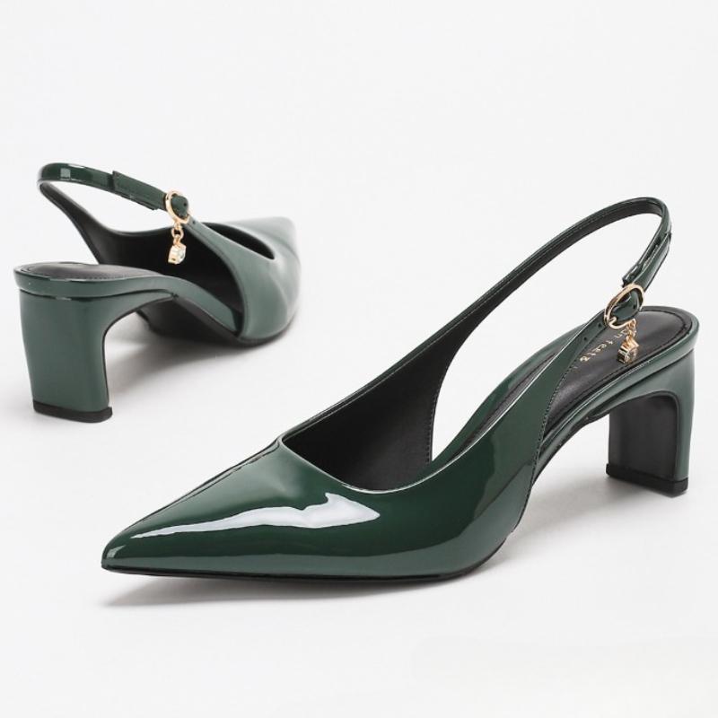 Fashion Pointed Toe Pumps Woman Sandals Patent Leather Elegant Office Woman Shoes Sexy Slingback High Heels Zapatos De Mujer