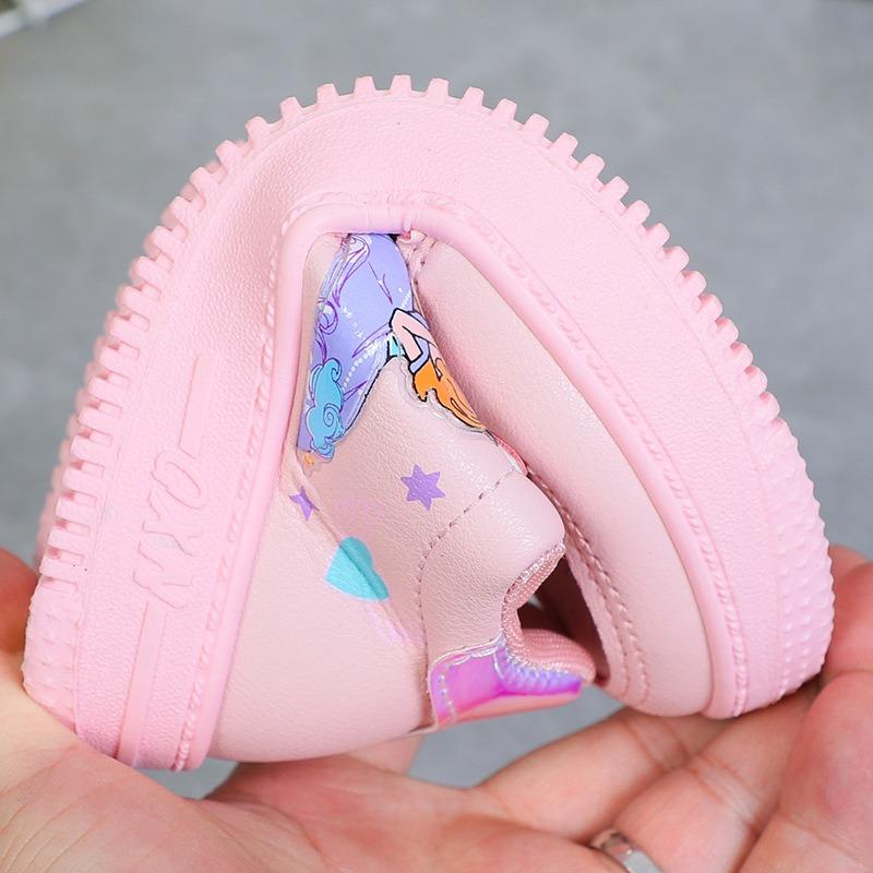 Girls' Board Shoes Autumn Small White Shoes Elementary School Cartoon Casual Shoes School Girls Princess Single Shoes Cute Pink