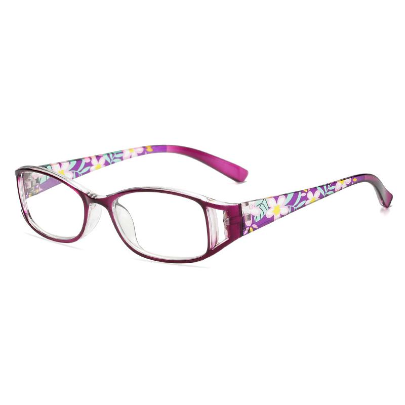 1PC Premium Classic Rectangle Reading Glasses - Floral Temples, For Middle-Aged/Elderly/Men/Women/Students/Teachers, Casual & Business Use