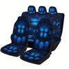 Blue Butterfly Roses Designed Car Seat Cover Set For Most Cars, High-quality Comfortable Car Seat Protector Covers Full Set, Uni
