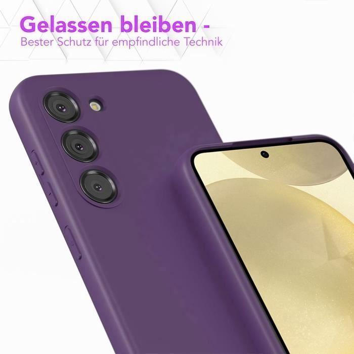 Silicone Case - Booling - for Samsung Galaxy S24 Plus - Matte Dark Purple - Slim - 2 Tempered Glass Screen Protector