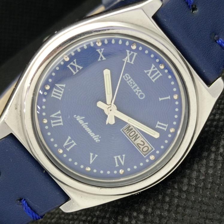 

USED VINTAGE SEIKO AUTOMATIC 7019A JAPAN MENS DAY/DATE BLUE WATCH 608i-a316970-9 SKU608i-a316970