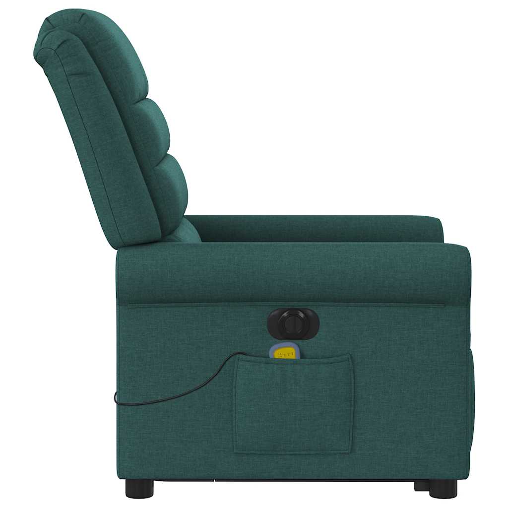 Electric Massage Recliner with Rising Assistance Dark Green Fabric
