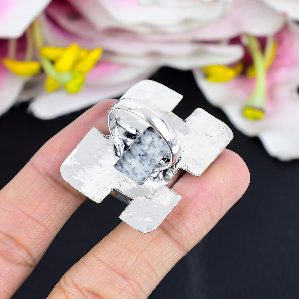 K2 Blue Azurite Gemstone Handmade 925 Sterling Silver Jewelry Ring Size 9.5 KG-1710