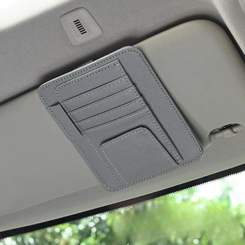 Car Sun Visor Organizer Multi-Pocket Auto Interior Accessories Pocket Organizer Car Document Storage Pouch Glasses Holder