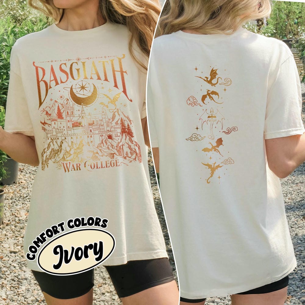T-shirt Confort Basgiath War College Vintage Double Face Aile Quatrième Dragon Rider Unisexe Coton Y2K Haut Quotidien Tendance Streetwear