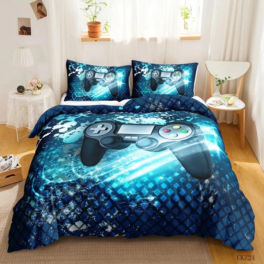 Gamer Bedding Sets For Boy, Gamepad Controller Duvet Cover Set King Size,Video Games Home Decor Comforter Cover For Teen Bedroom