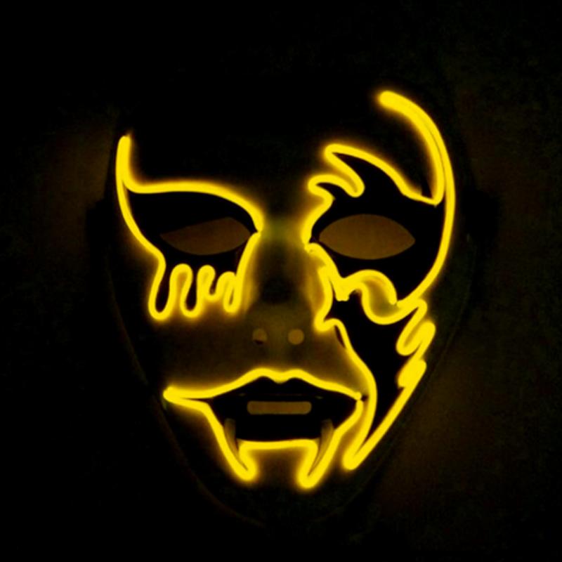 Máscara de Cosplay Asesino de Halloween Danza de Fantasmas Disfraces de Miedo Decoración Máscara Brillante Aterradora Máscara LED Thriller Máscara de Diablo Para Hombres