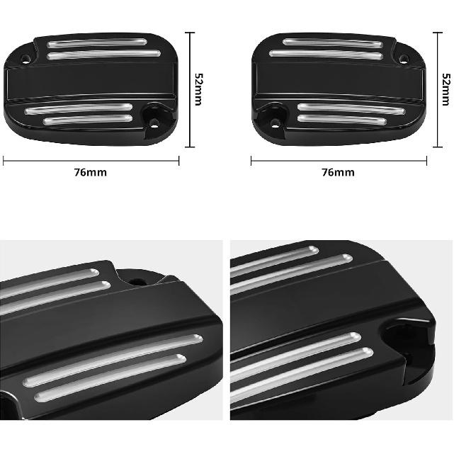 NICECNC Black Left & Right Clutch Brake Reservoir Cover with Rubbers/Gaskets Compatible with Harley Electra Glide Standard FLHT 2019-2020,