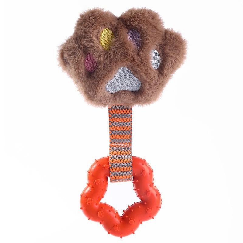 

Pet Supplies - Dog Rubber Plush Toy - Tolerant of Chewing - Teething Toy for Puppies - Toy for Interactive Play To Relieve Boredom Coffee footprints