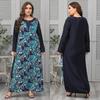 Elegante Vestito da Donna Taglie Forti Manica Lunga Ampio Estate Primavera Stampa Giuntura Scollo a O XL 4XL