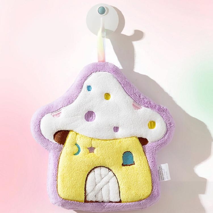 Coral Fleece Kitchen Hand Towel Soft Absorbent Mushroom Designs Cleaning Cloth Quick Drying Handkerchief for Home Cook