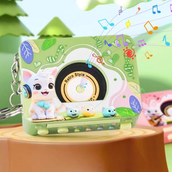 2025 Mini klíčenka s gramofonem Přenosný retro fonograf Hračka Přívěsek na tašku Kapesní hudební dárek pro děti