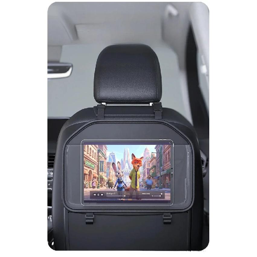 Car Seat Back Hanging Ipad Storage Bag Leather Auto Rear Seat Phone Pocket With Hooks Holder For Kids Interior Accessories