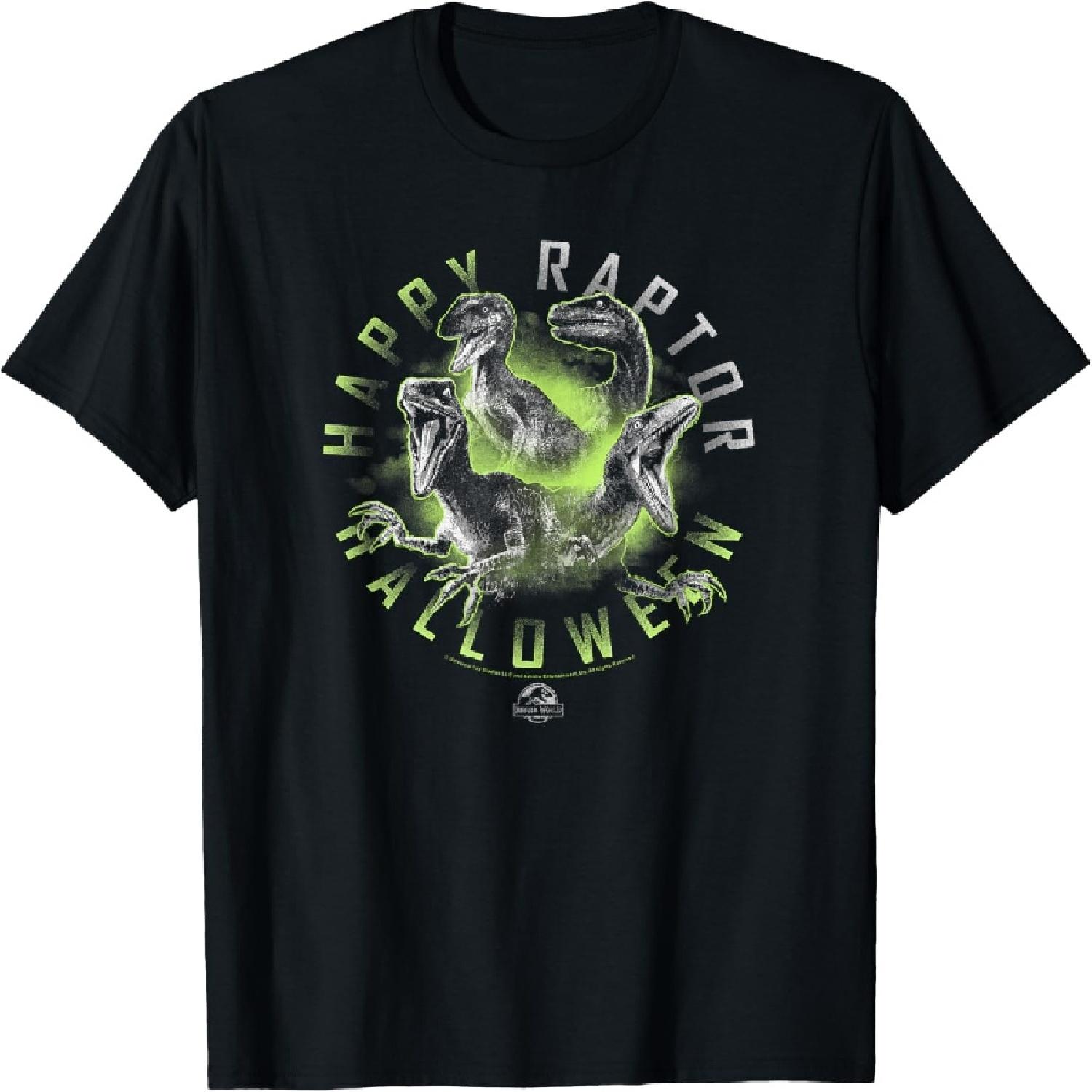 Футболка Jurassic World Halloween Happy Raptor Circle Logo XXXXXL чёрный