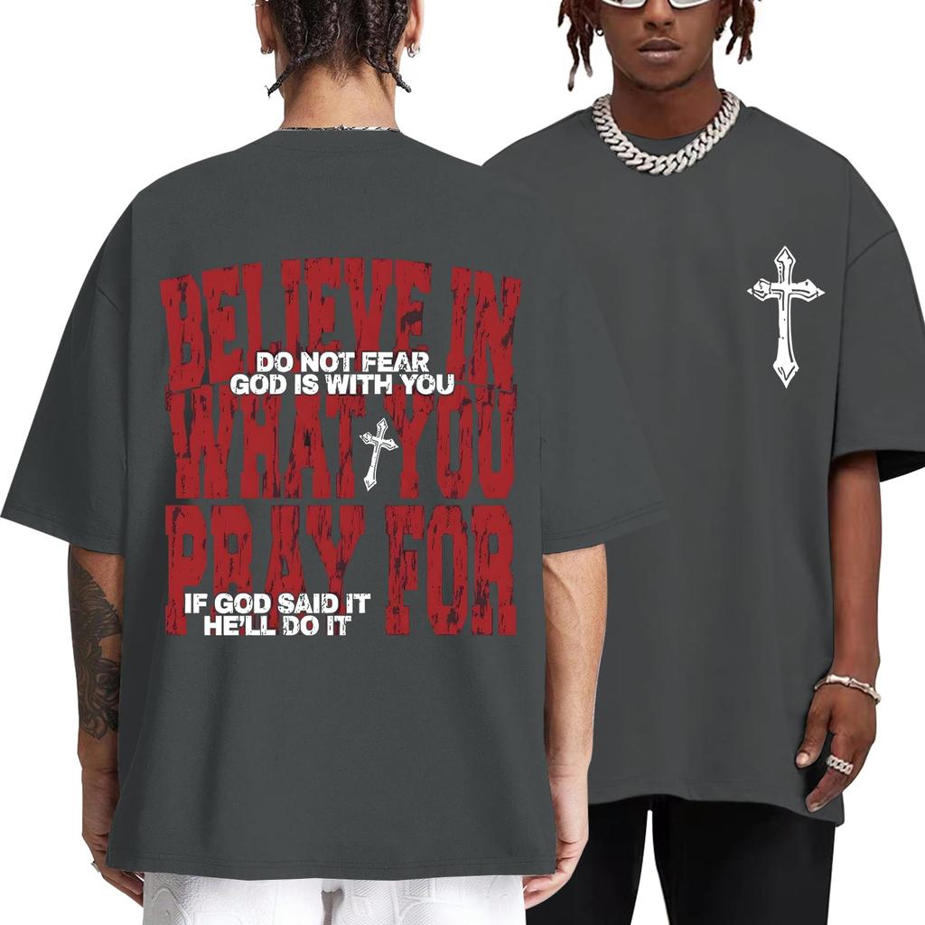 BINTEHGS Men's Christian Faith T-Shirts Inspirational Bible Verse Shirt Cross Oversized Tshirts for Men Jesus Graphic Tees