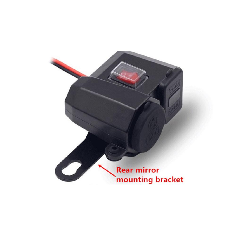 Dc12V Waterproof Motorcycles Handldbar 2Usb Port Adapter Blue Led With Voltmeter