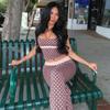 2026 Summer Polka Dot Tank Top & Color Block Low Waist Pants Set Women Fashion 2 Piece Outfit