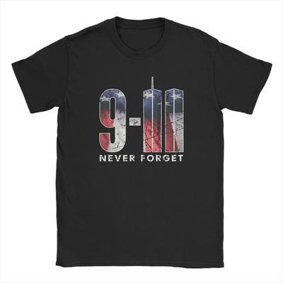 Never Forget 911 20th Anniversary Memorial Vintage Patriot Day American Flag T Shirt T Shirts Men Cotton Short Sleeve Tshirt
