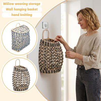 Geflochtener Aufbewahrungskorb, Wandkorb, Geflochtener Aufbewahrungskorb, Handgeflochtener Wandkorb, Wand-Blumenkorb für Wohnzimmer-Eingangsbereich