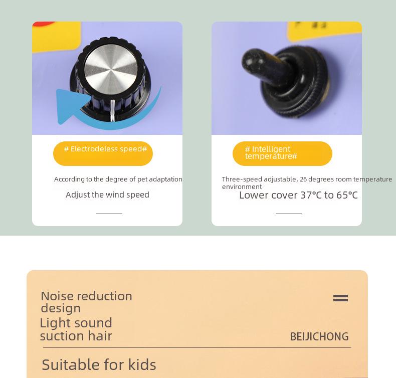 Hochleistungs-Dual-Modus Haustier-Föhn & Gebläse: Saug- und Blasfunktion in einem für Hunde.