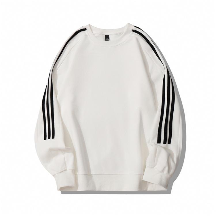 Autumn/Winter Heavyweight 320g Striped Retro Crew Neck Sweatshirt - Trendy Patchwork Long Sleeve