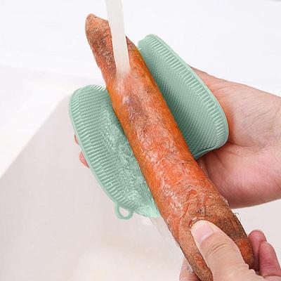 1pcs Kitchen Cleaning Brush Washing Cleaning Brushes Pot Pan Sponge Scrubber Fruit Vegetable Dish Silicone Dishwashing Brush